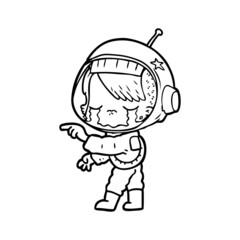 cartoon crying astronaut girl