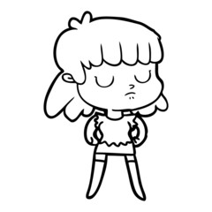 cartoon indifferent woman