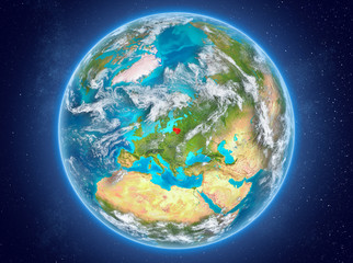 Lithuania on planet Earth in space