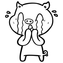 crying pig cartoon
