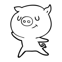 happy cartoon pig