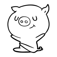 happy cartoon pig