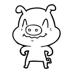 nervous cartoon pig