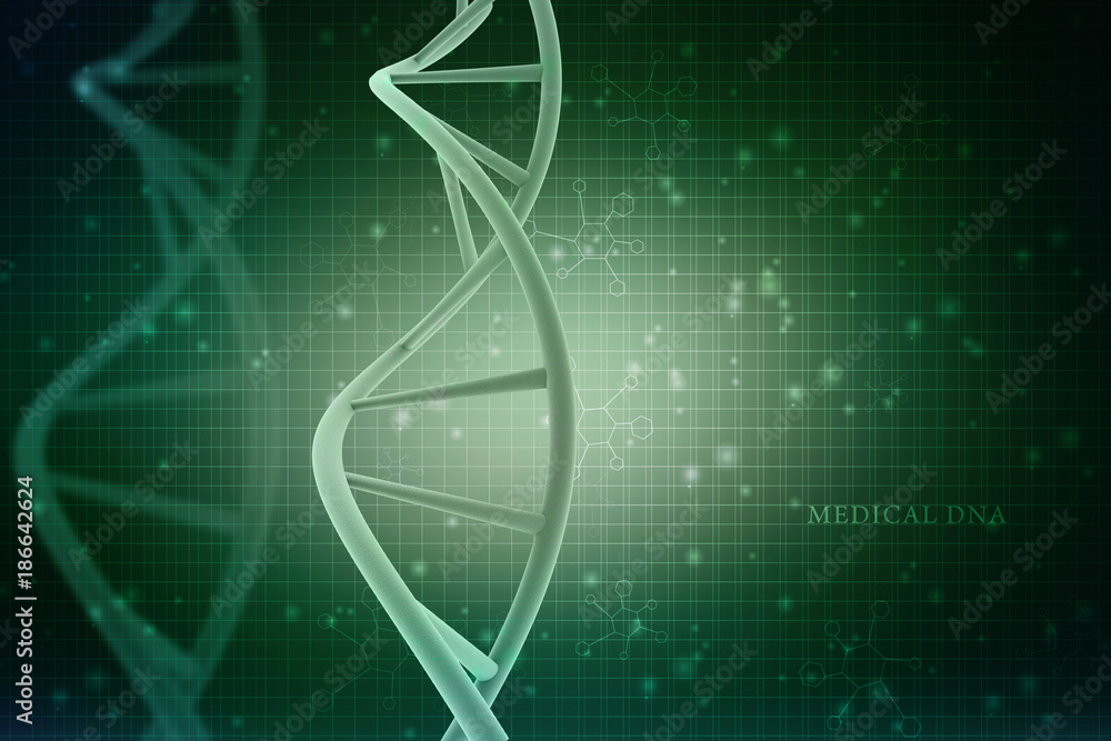 Poster 3d render of dna structure, abstract background