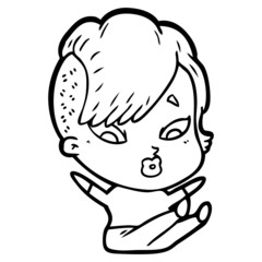 cartoon surprised girl falling over