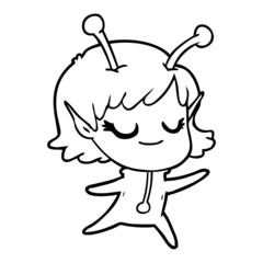 smiling alien girl cartoon