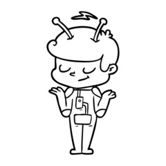 friendly cartoon spaceman shrugging