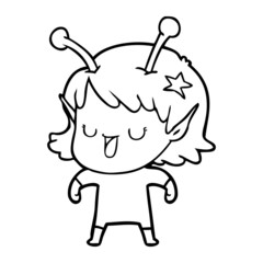 happy alien girl cartoon