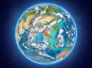Myanmar on planet Earth in space