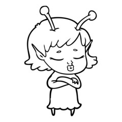 cute alien girl cartoon