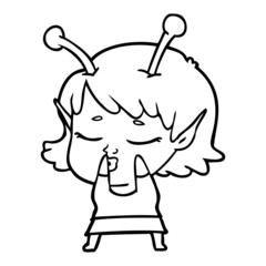cute alien girl cartoon