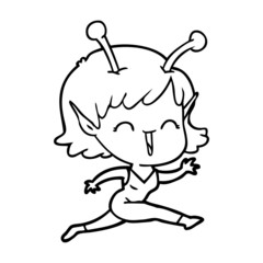 cartoon alien girl laughing