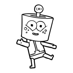 happy cartoon robot dancing