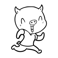 happy cartoon pig