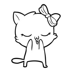 cartoon cat with bow on head