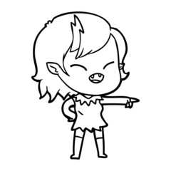 Obraz premium cartoon vampire girl pointing and laughing