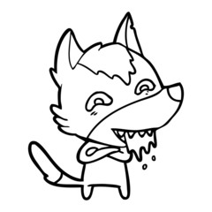 cartoon hungry wolf