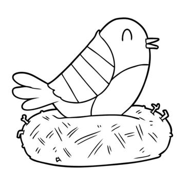 Bird Sits in a Nest Coloring Page Graphic by MyCreativeLife