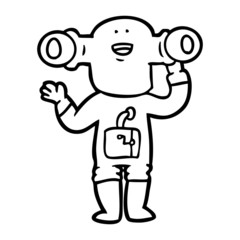 friendly cartoon alien waving