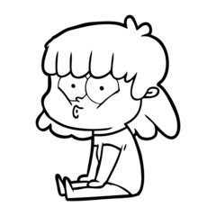 cartoon whistling girl