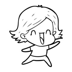 cartoon happy woman