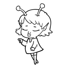 cute alien girl cartoon