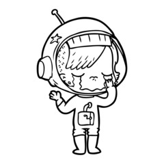 cartoon crying astronaut girl