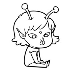 pretty cartoon alien girl