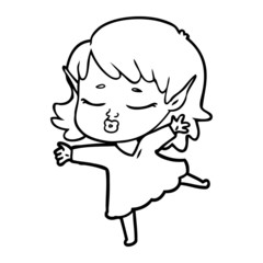 pretty cartoon elf girl dancing