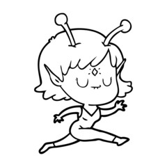 cartoon alien girl jumping