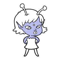 pretty cartoon alien girl