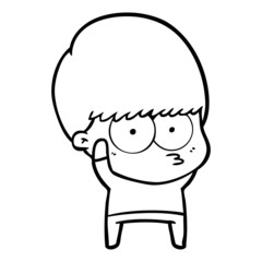nervous cartoon boy