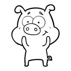 happy cartoon pig