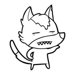 cartoon wolf showing teeth