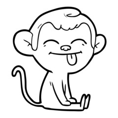 funny cartoon monkey sitting