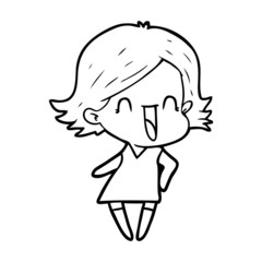 cartoon happy woman
