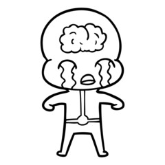 cartoon big brain alien crying