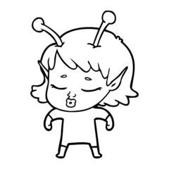 cute alien girl cartoon