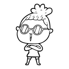 Obraz premium cartoon woman wearing spectacles