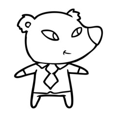 cute cartoon bear in office clothes