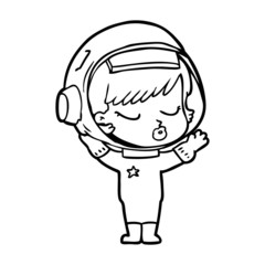cartoon pretty astronaut girl