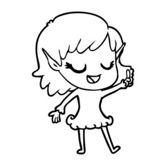 happy cartoon elf girl