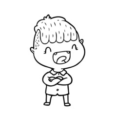 cartoon happy boy laughing