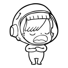 cartoon astronaut woman explaining
