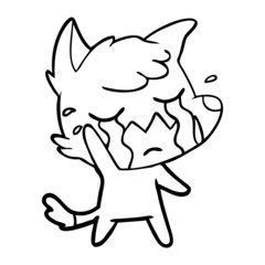 crying waving fox cartoon