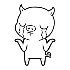 cartoon pig crying