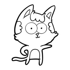 Obraz premium happy cartoon cat pointing