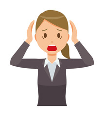 A business woman in a suit is in a hurry