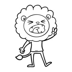 cartoon lion giving peac sign