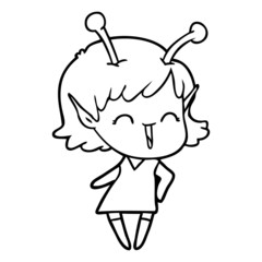 cartoon alien girl laughing